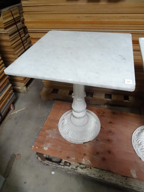 lot 211 image: Marble Top Table with Cast Iron Base