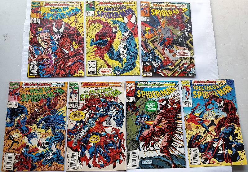 Lot of 7 Marvel Comics - The Web of Spider-Man, Maximium Carnage