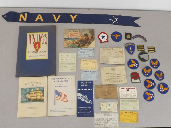 Large Lot of Old Military & Railroad Patches, Passes, Etc.