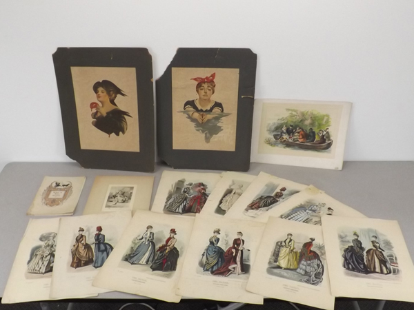 Lot of 19th Century Fashion Pictures, Etc.