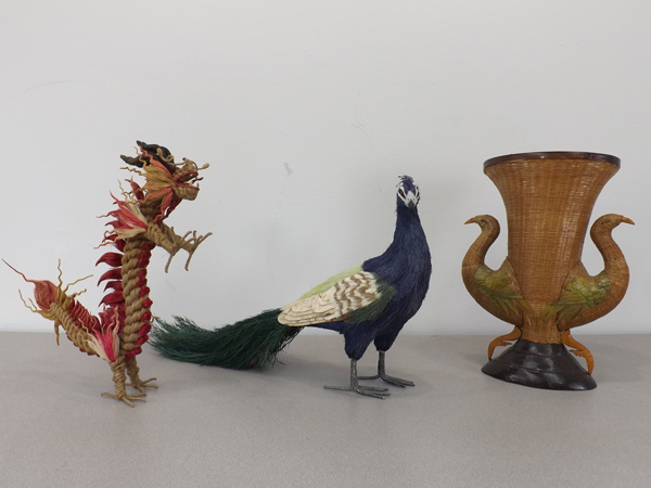 Vintage Dragon & Bird Figures & Basket