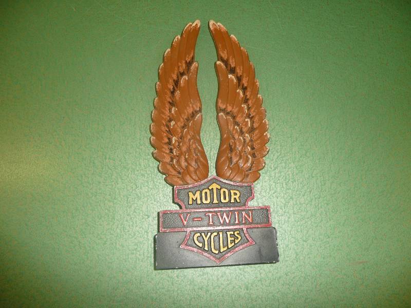 VINTAGE HARLEY DAVIDSON METAL STAMPED EMBLEM