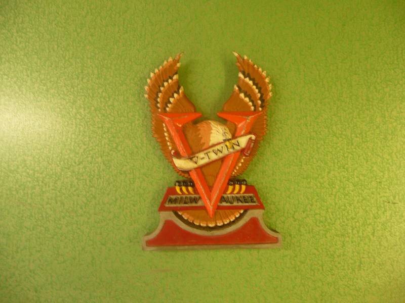 VINTAGE HARLEY DAVIDSON METAL STAMPED EMBLEM