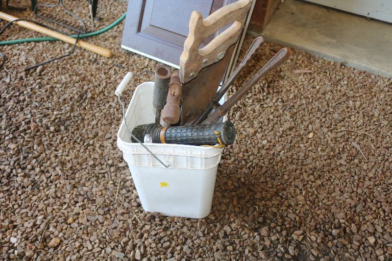 Pail of hand tools