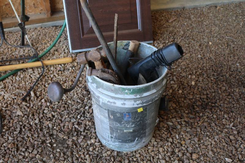 Pail of hand tools