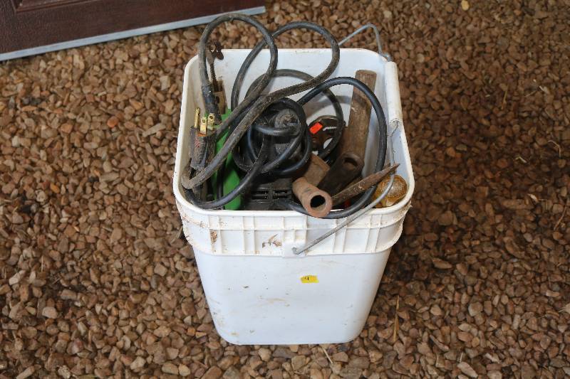 Pail of hand tools
