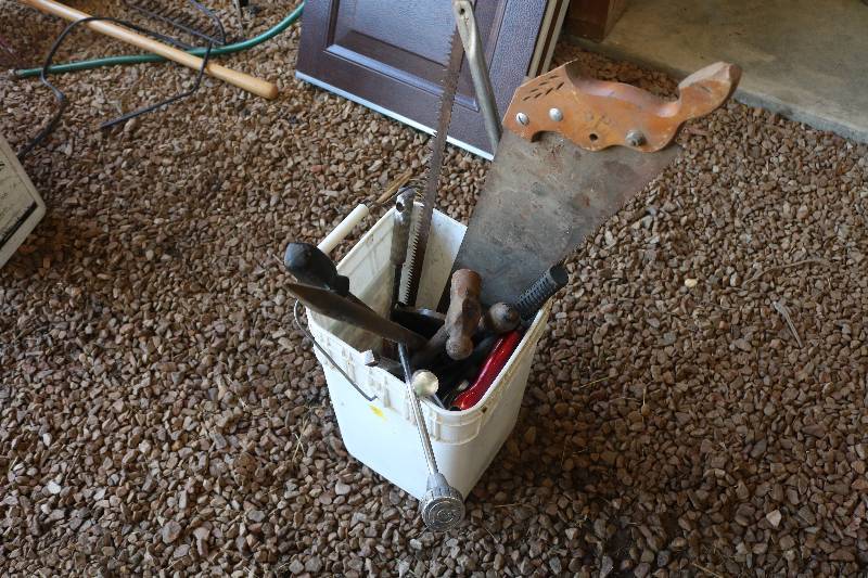 Pail of hand tools
