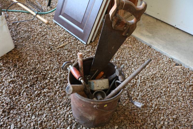 Pail of hand tools
