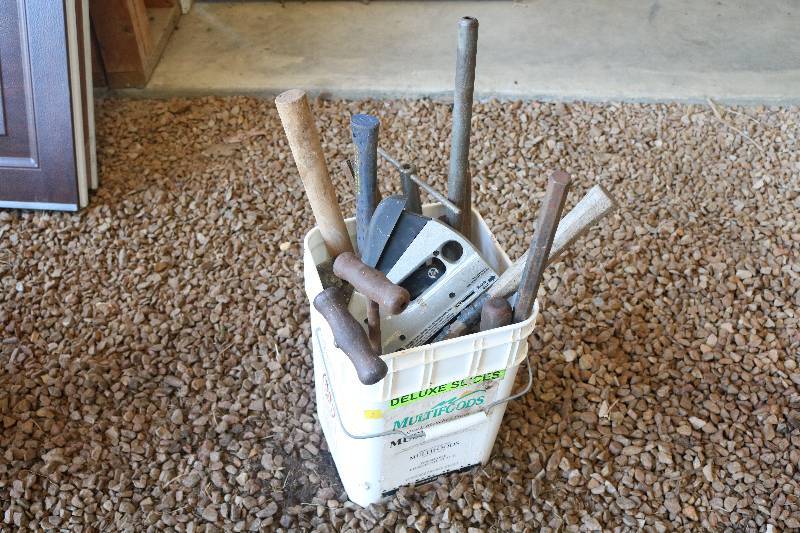 Pail of hand tools