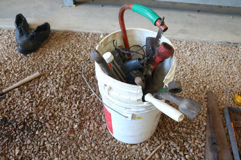 Pail of hand tools
