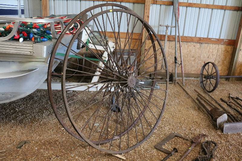 lot 77 image: 2 Antique steel wheels