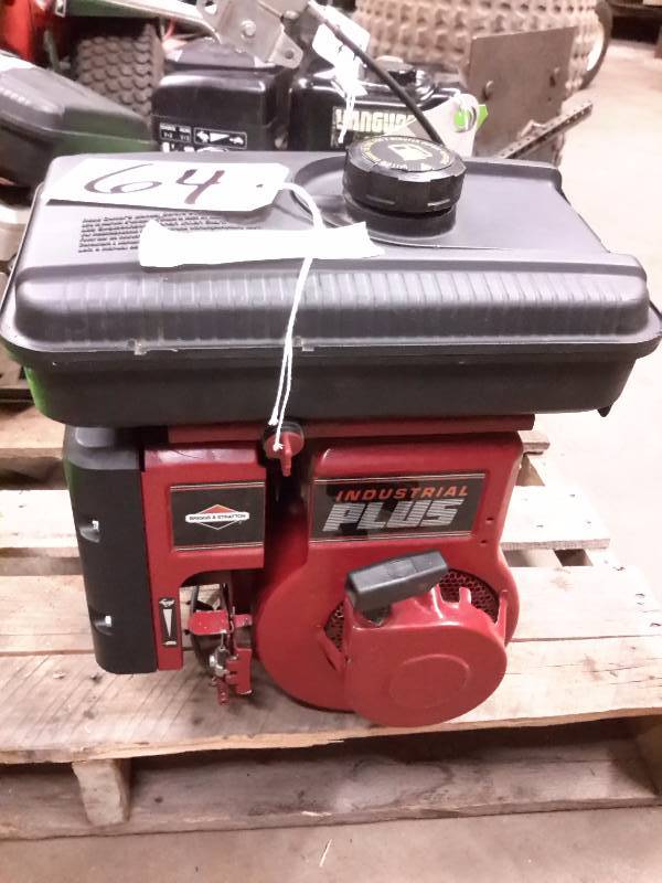lot 64 image: Briggs and Stratton Industrial Plus.. Cant find any listing of the H.P.  Looks to be in very good condition