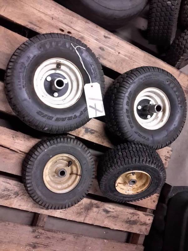 lot 17 image: 2 Pair FoamNo Flat Tires  2, 11in x 4in x 5in  2, Titan 15in x 6.00 in x 6in.