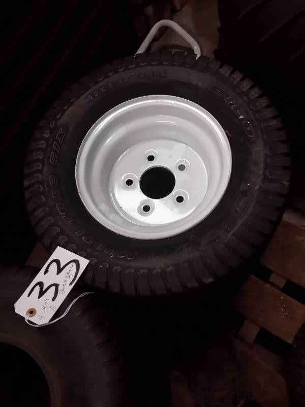 lot 33 image: 4, 20in x 8in x 10 in  with rims.. 1 without rim