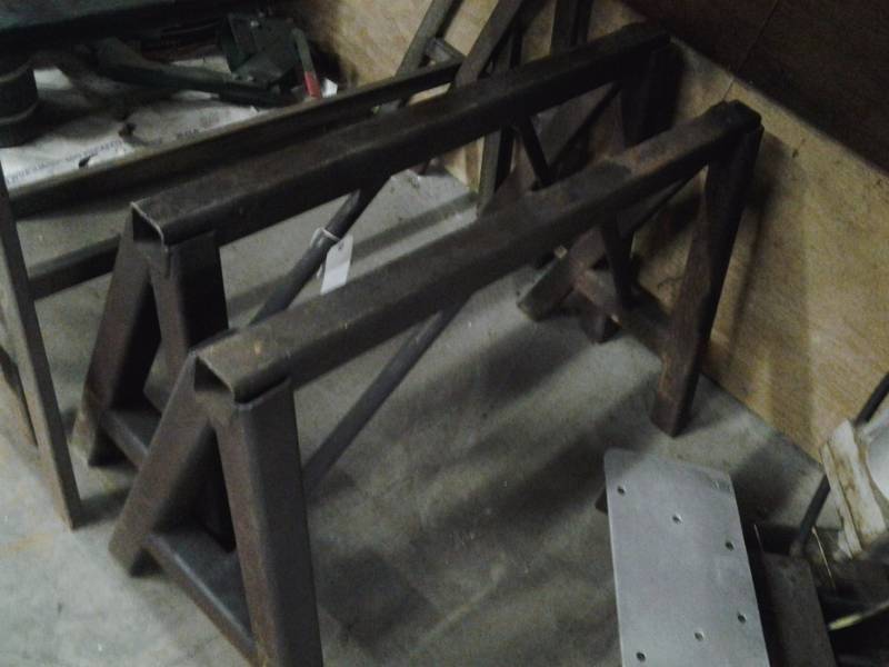 lot 94 image: 2, Steel Saw Horses.. 44in x 26in h