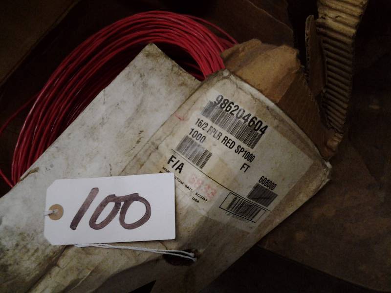 lot 100 image: Box of 162 Red Copper Wire.. Partial box but quite full.