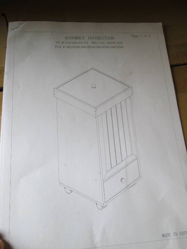 Rolloing Trash Bin Assembly Require...