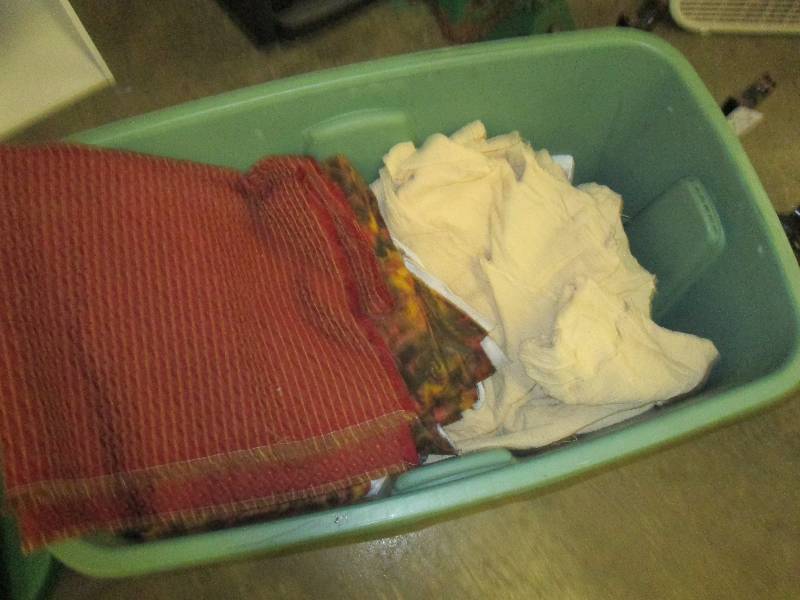 Covered tote filled with assorted f...