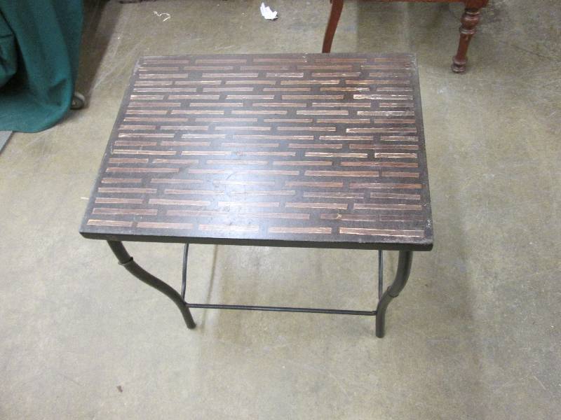 Wood metal table 20.5x15 in top, 2...