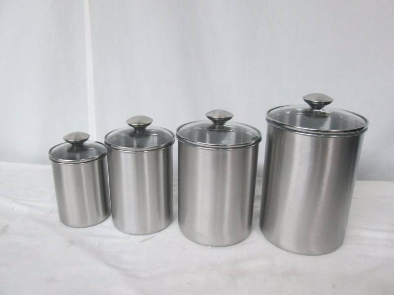 lot 56 image: Chefs Mark 4-pc. Stainless Steel Canister Set