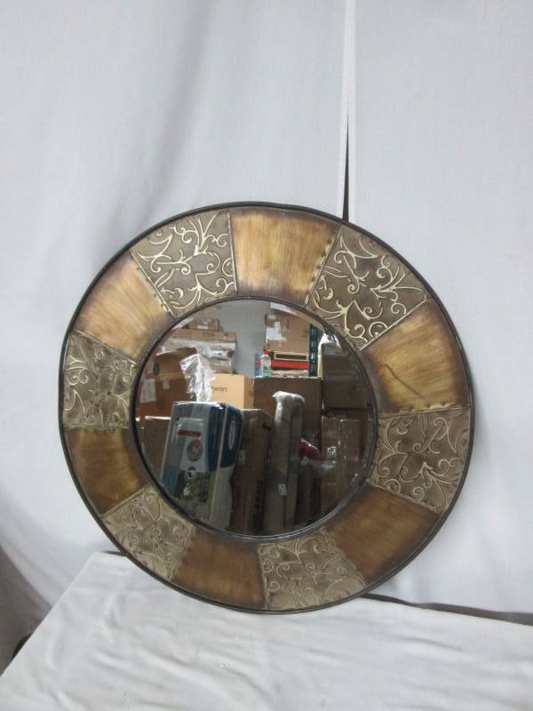 lot 45 image: River of Goods Round Metal Mirror