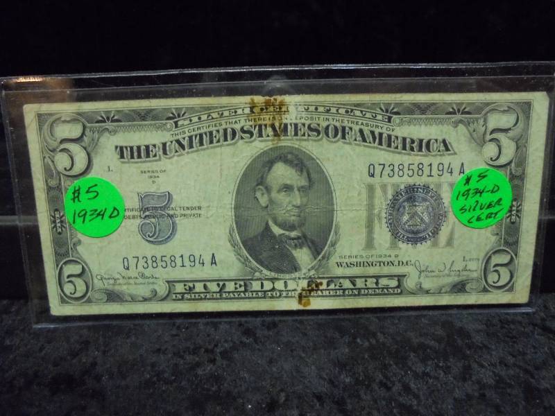 1934D $5 Silver Certificate