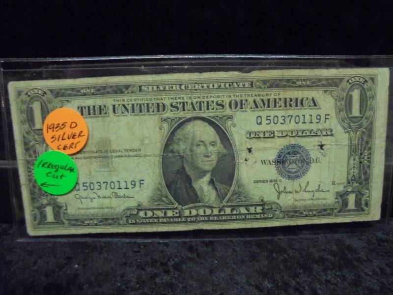1935D Silver Certificate, Irregular Cut