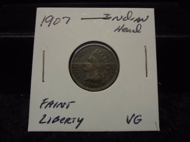 1907 Indian Head Penny, Faint Liberty