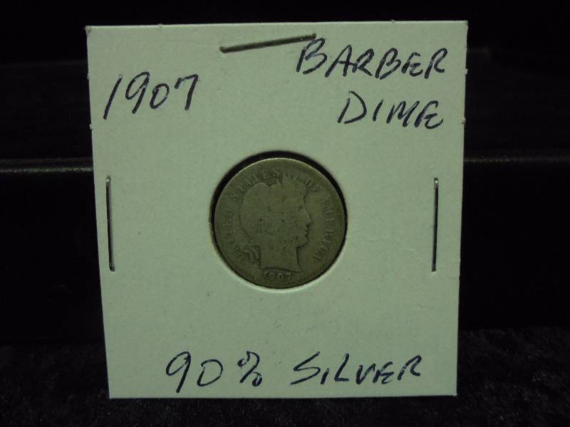1907  Barber Dime, 90% Silver