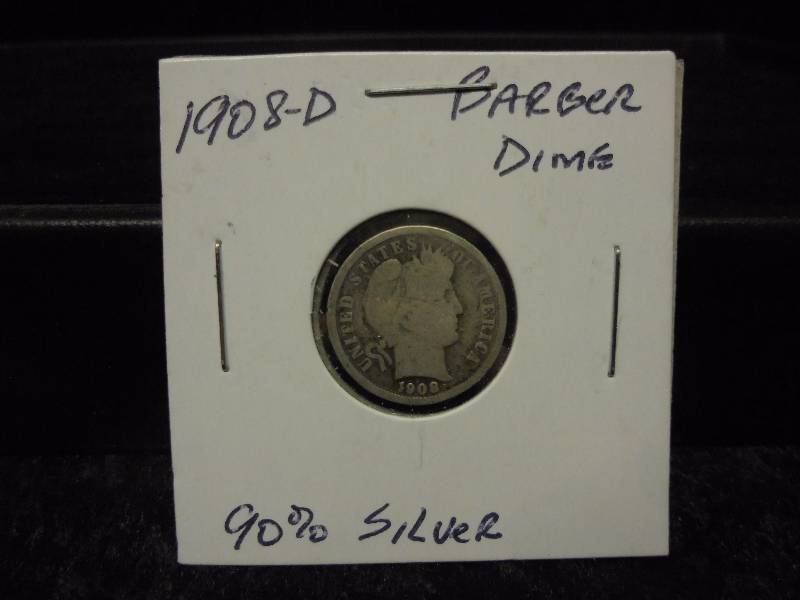 1908D  Barber Dime, 90% Silver
