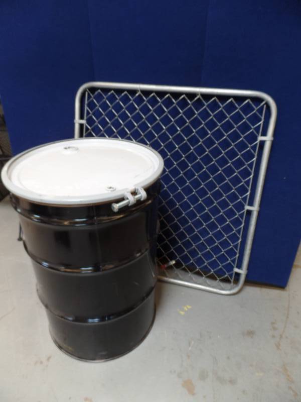 55 Gallon Drum and Chain Link Gate