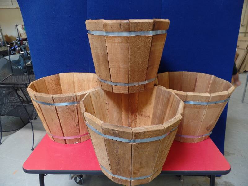 Cedar Barrel Style Planters  NEW