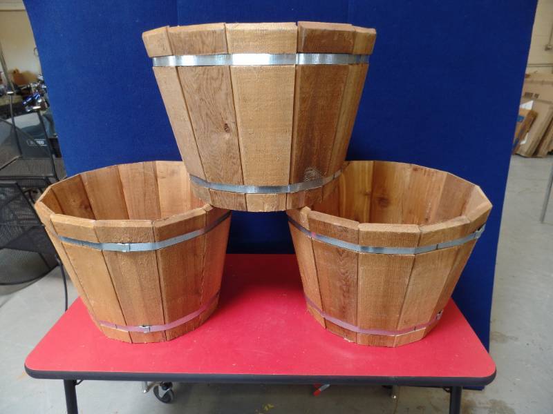 Cedar Barrel Style Planters   NEW