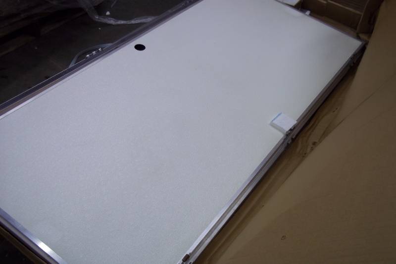 lot 77 image: New Double 36 Entry Door with frame and hardware in box with lockset