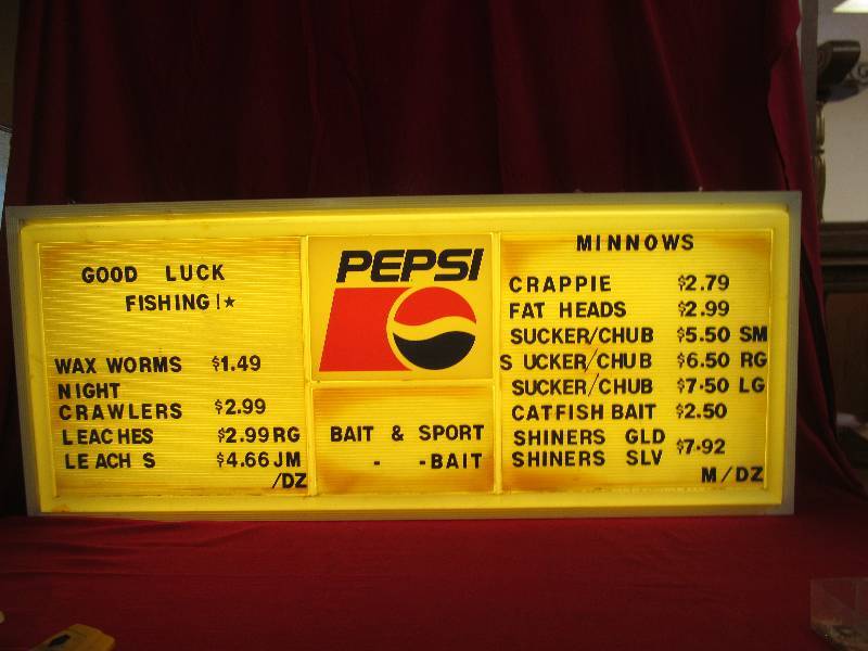 Pepsi menu board | JAX of Benson Sale #548 | K-BID