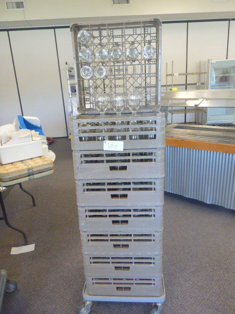 lot 100 image: Stemmed Glasses wit Racks and Cart