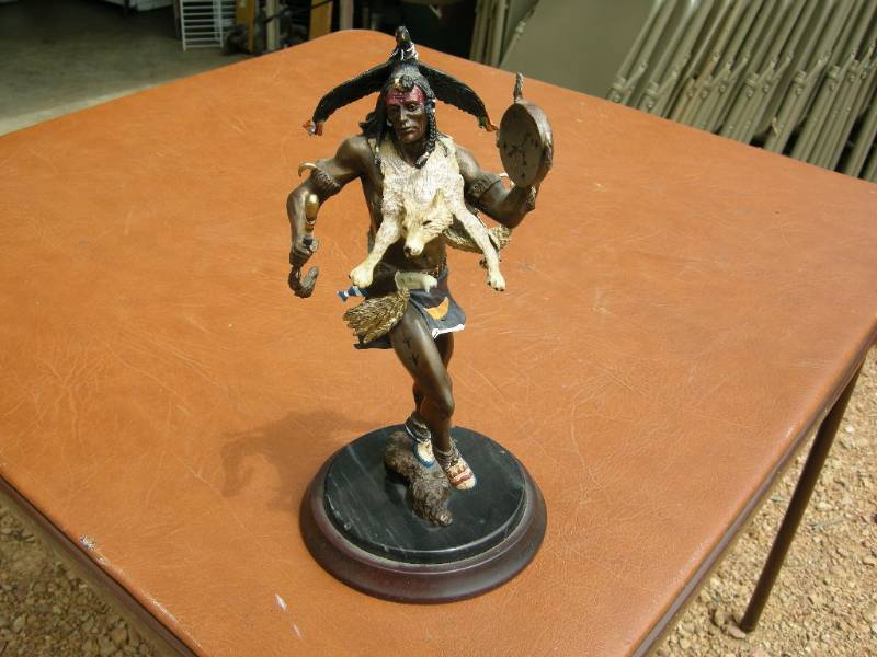 lot 27 image: Franklin Mint Native American Bronze Statue