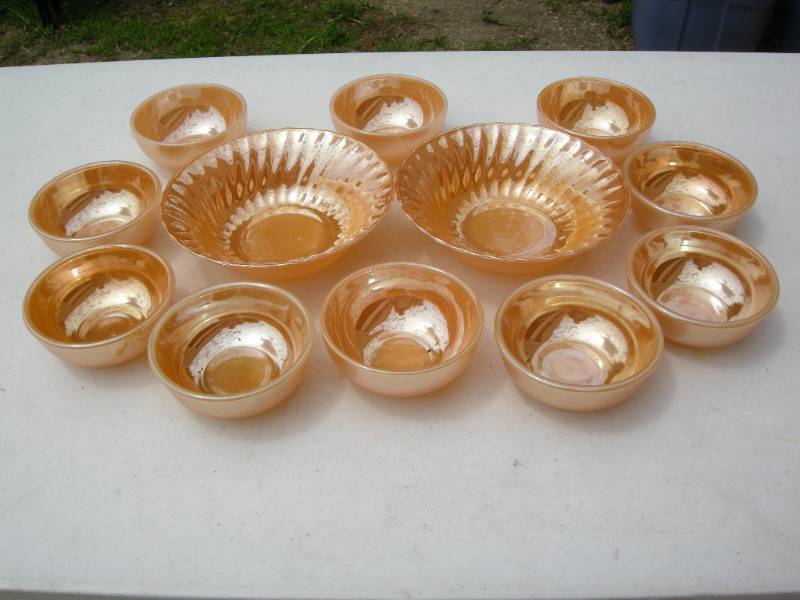 lot 74 image: Fire King Peach Luster Bowls
