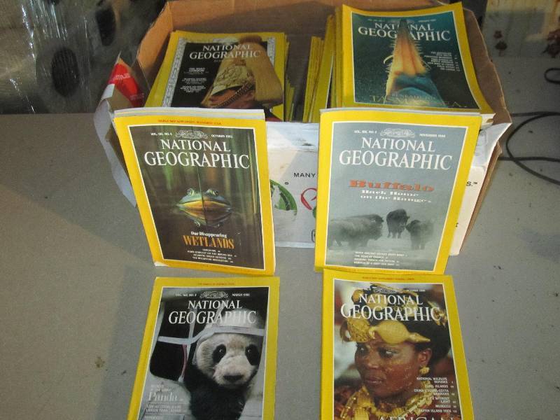 lot 56 image: Box filled with National Geographic...
