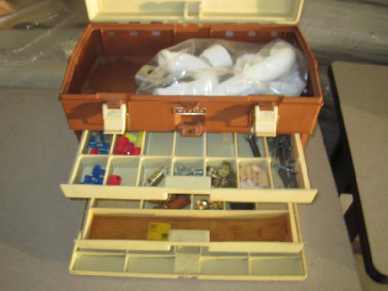 lot 61 image: Plano tackle box with hardware plum...