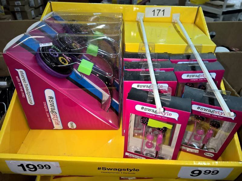 lot 171 image: Lot of Swag Style headphones and ea...