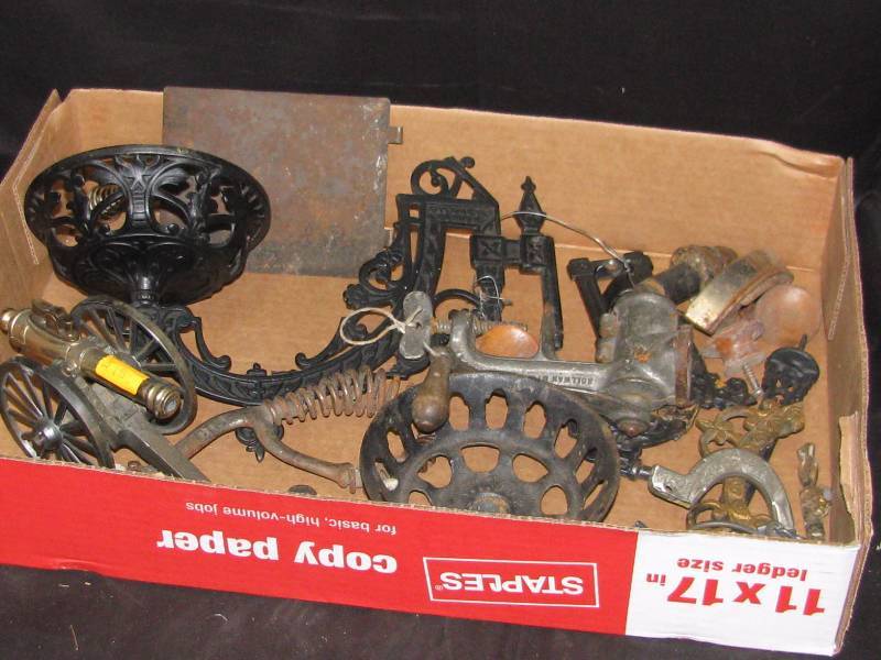 lot 24 image: Kerosene Wall Mount Lamp Bracket wmisc. Cast Iron Items