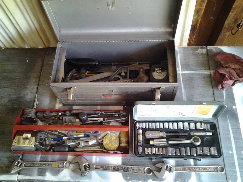 lot 44 image: Craftsman Tool Box, 14 Inch Socket Set, Wrenches, Tape Measure, Hammers
