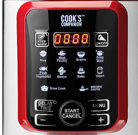 Cooks Companion� 6.3 qt 1000W Color Ceramic 11-in-1 Digital Pressure Cooker  RED
