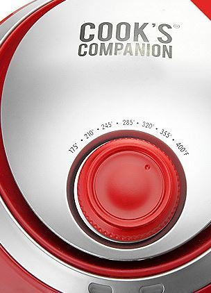 lot 53 image: Cooks Companion 2.2 qt High-Speed 1200W Air Fryer w Baking Cups & Trivet - Red