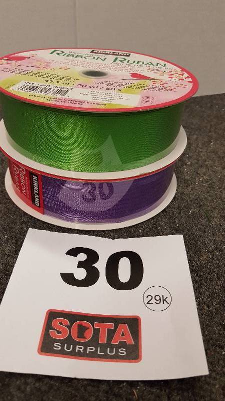lot 30 image: Wire Edged Ribbon Set of 2 purplegreen