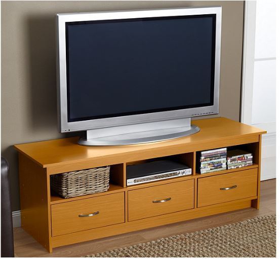 lot 61 image: 3-Drawer Entertainment Console-OAK