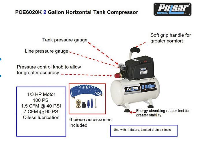 lot 86 image: Pulsar 2-Gallon Air Compressor