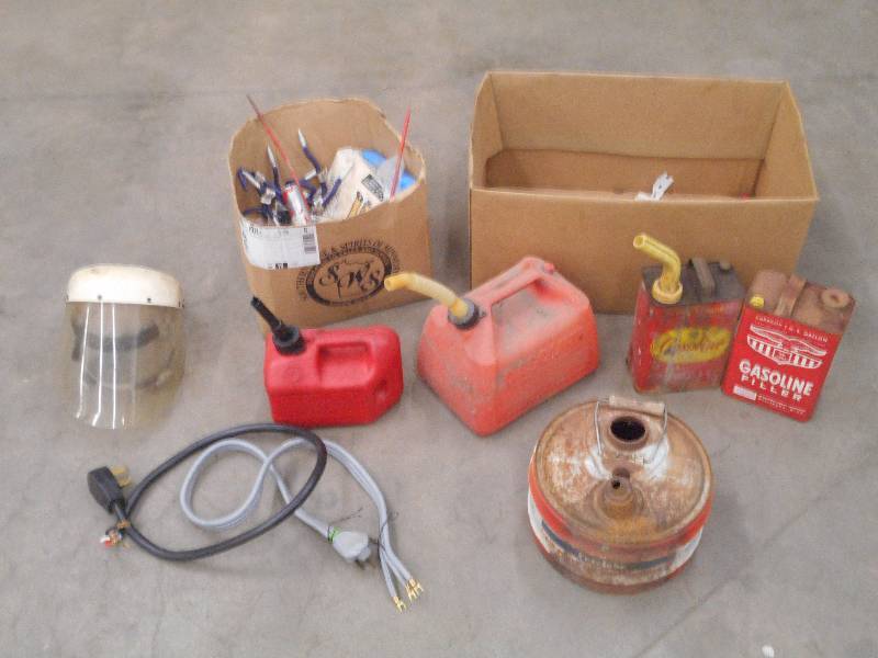 Lot Of Steel & Plastic Fuel Cans, ...