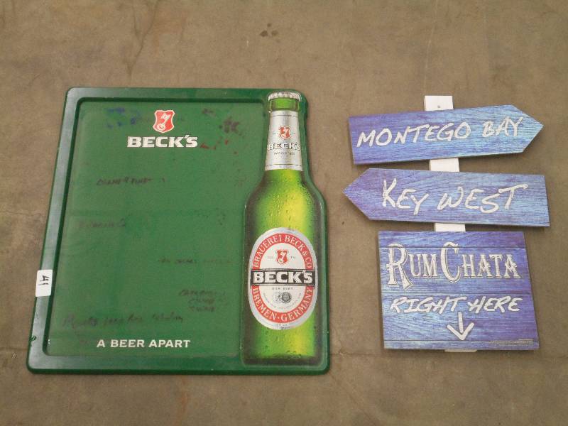 (1) Becks Menu Board & (1) RumChata...
